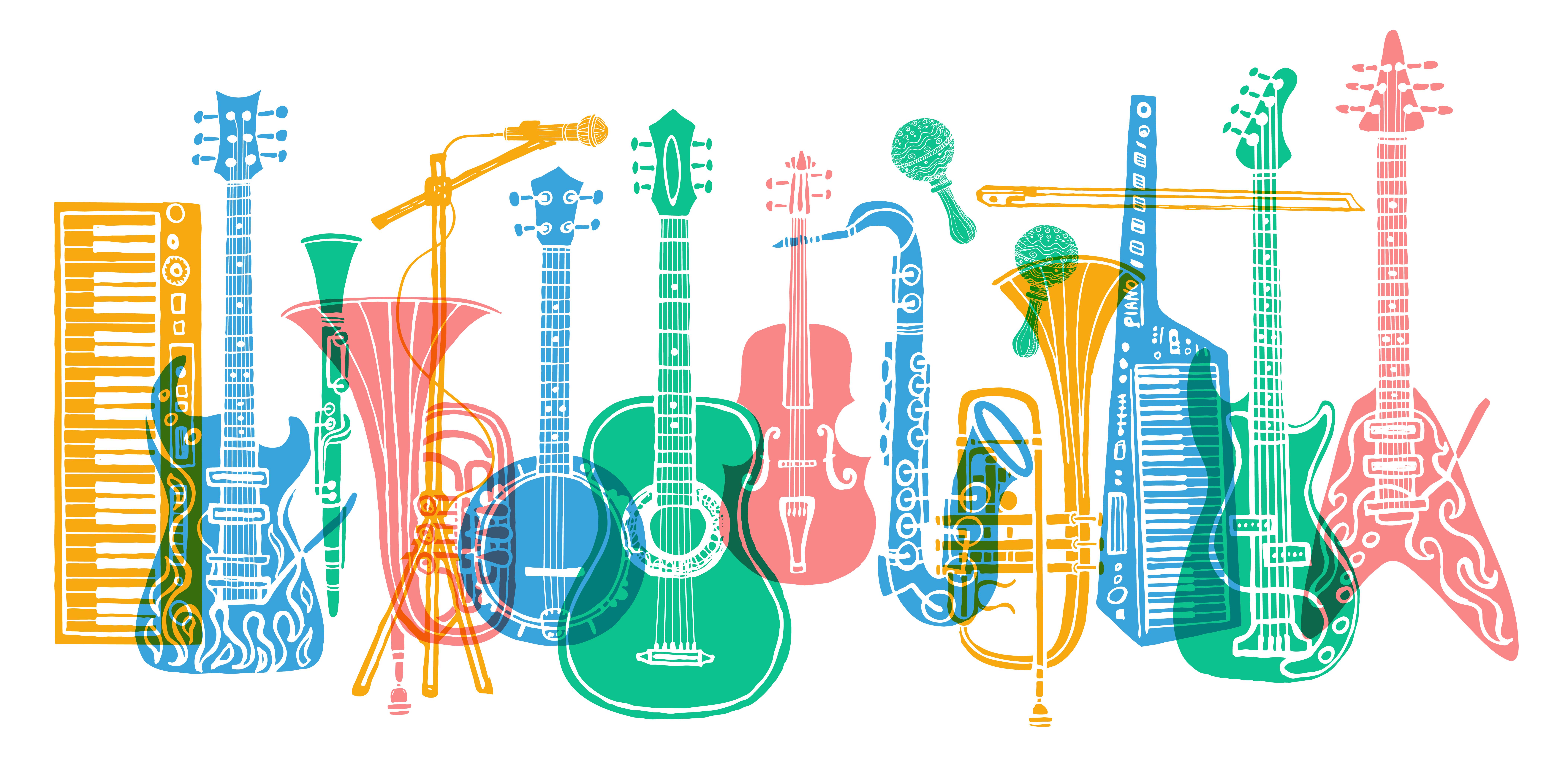 Kolorowe instrumenty muzyczne