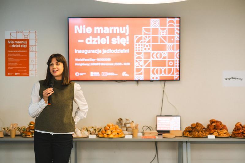 Zuzanna Jakubik, Menadżerka Zrównoważonego Rozwoju, na otwarciu Jadłodzielni na USWPS