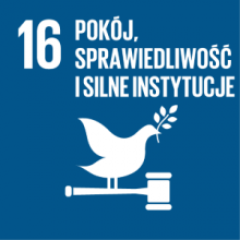 Pokój, sprawiedliwość i silne instytucje ikona szesnastego celu zrównoważonego rozwoju