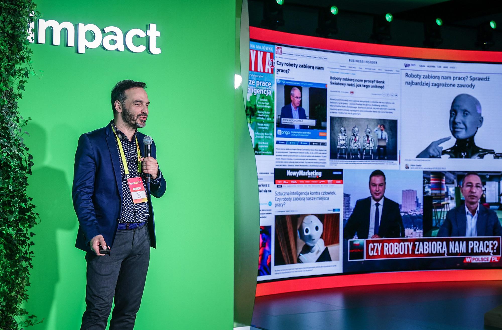 Dr Konrad Maj z Uniwersytetu SWPS podczas konferencji Impact'23