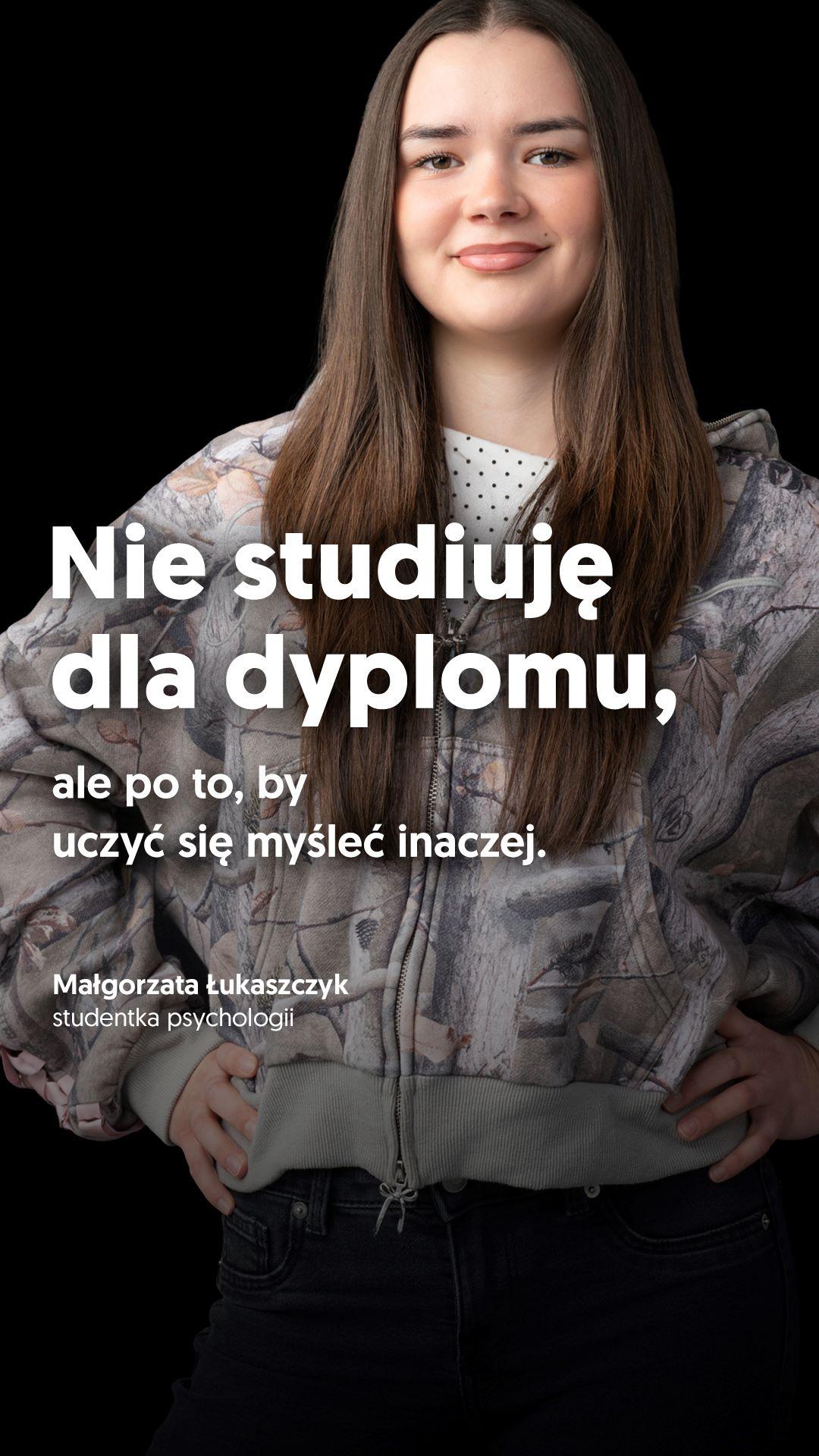 Reklama z Aleksandrą Mandat, studentką sztuki cyfrowej na Uniwersytecie SWPS