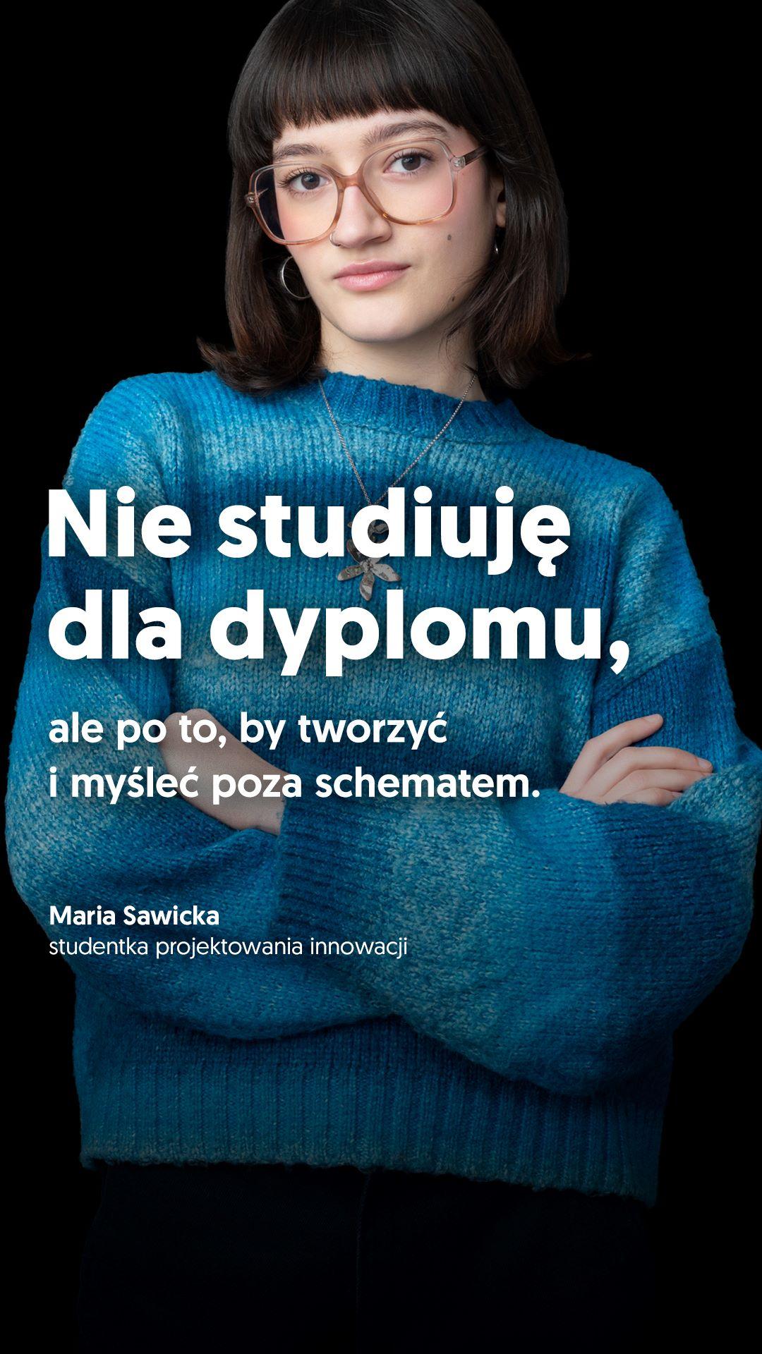 Reklama z Aleksandrą Mandat, studentką sztuki cyfrowej na Uniwersytecie SWPS