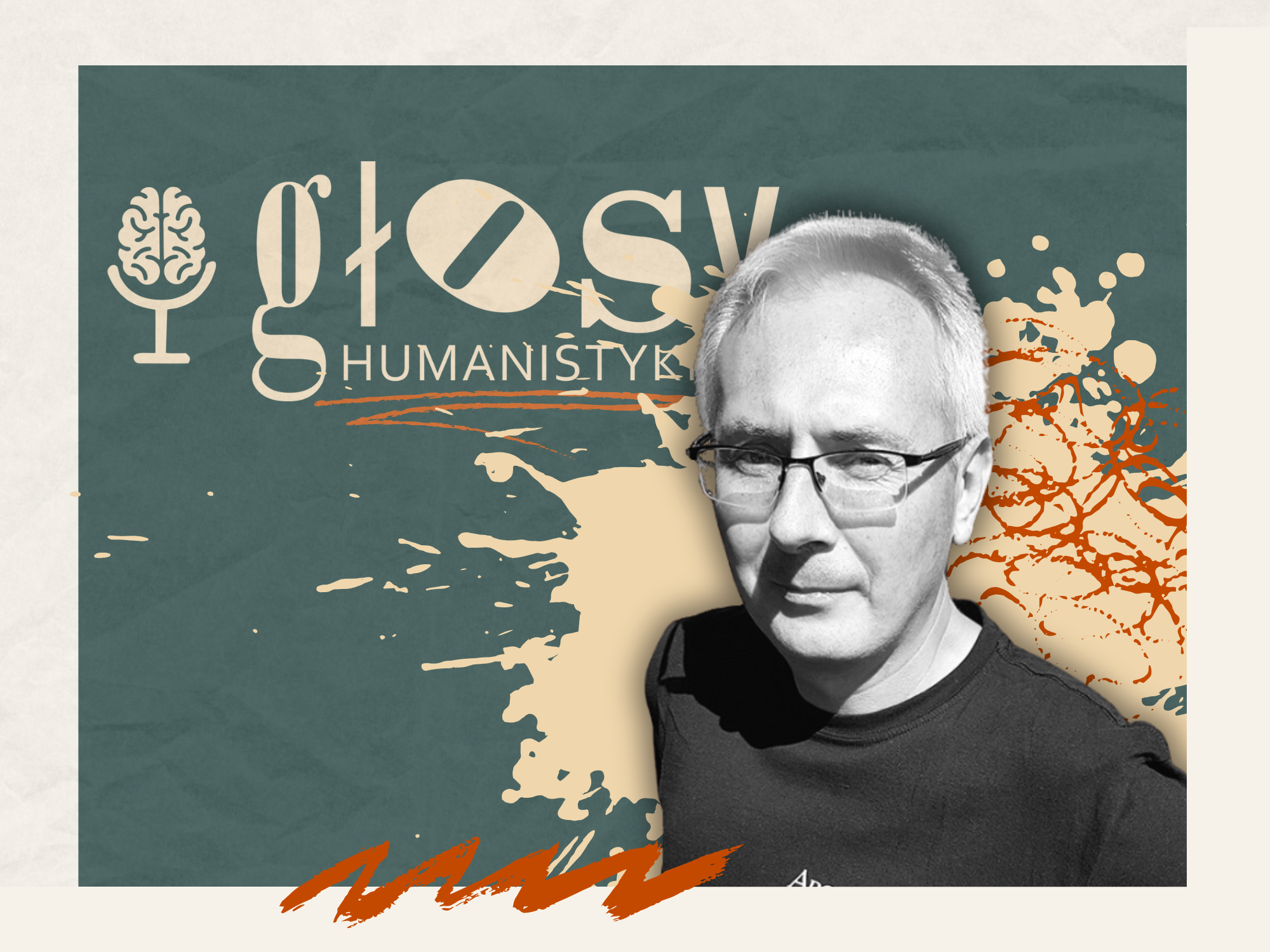 Paweł Konczewski i logo „Głosów Humanistyki”