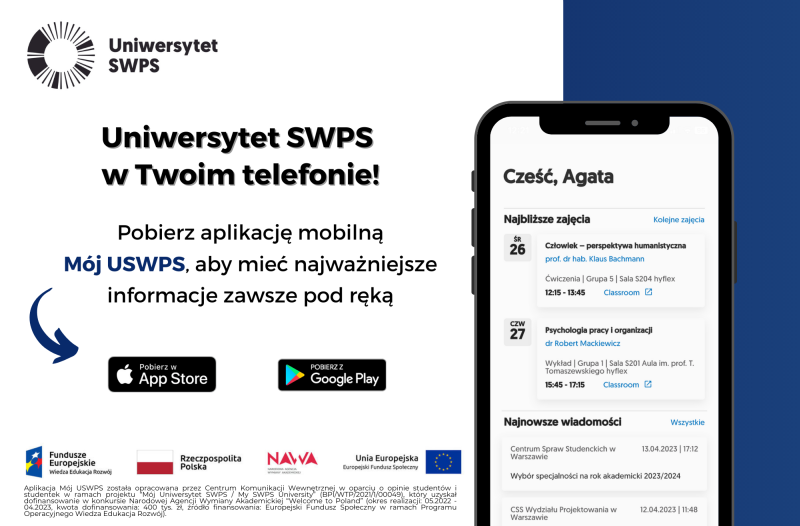 Infografika reklamująca aplikację Mój USWPS