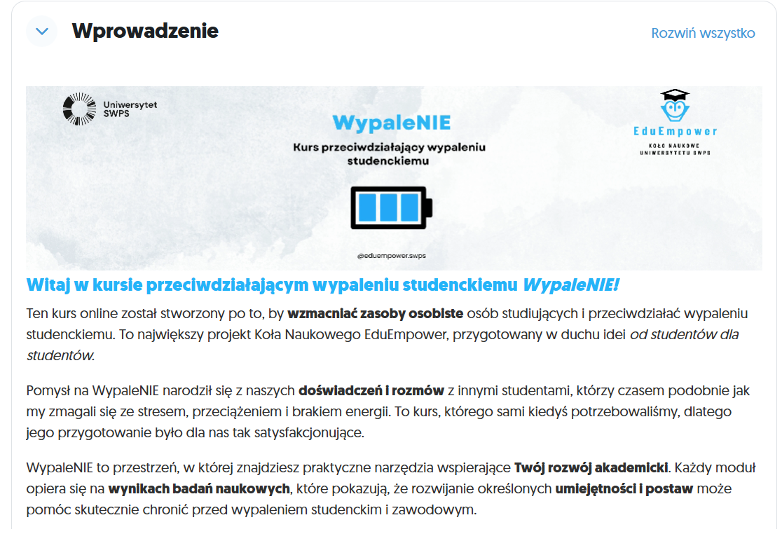 Wprowadzenie do kursu – zrzut ekranu