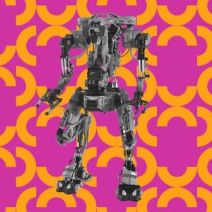 Robot na abstrakcyjnym tle
