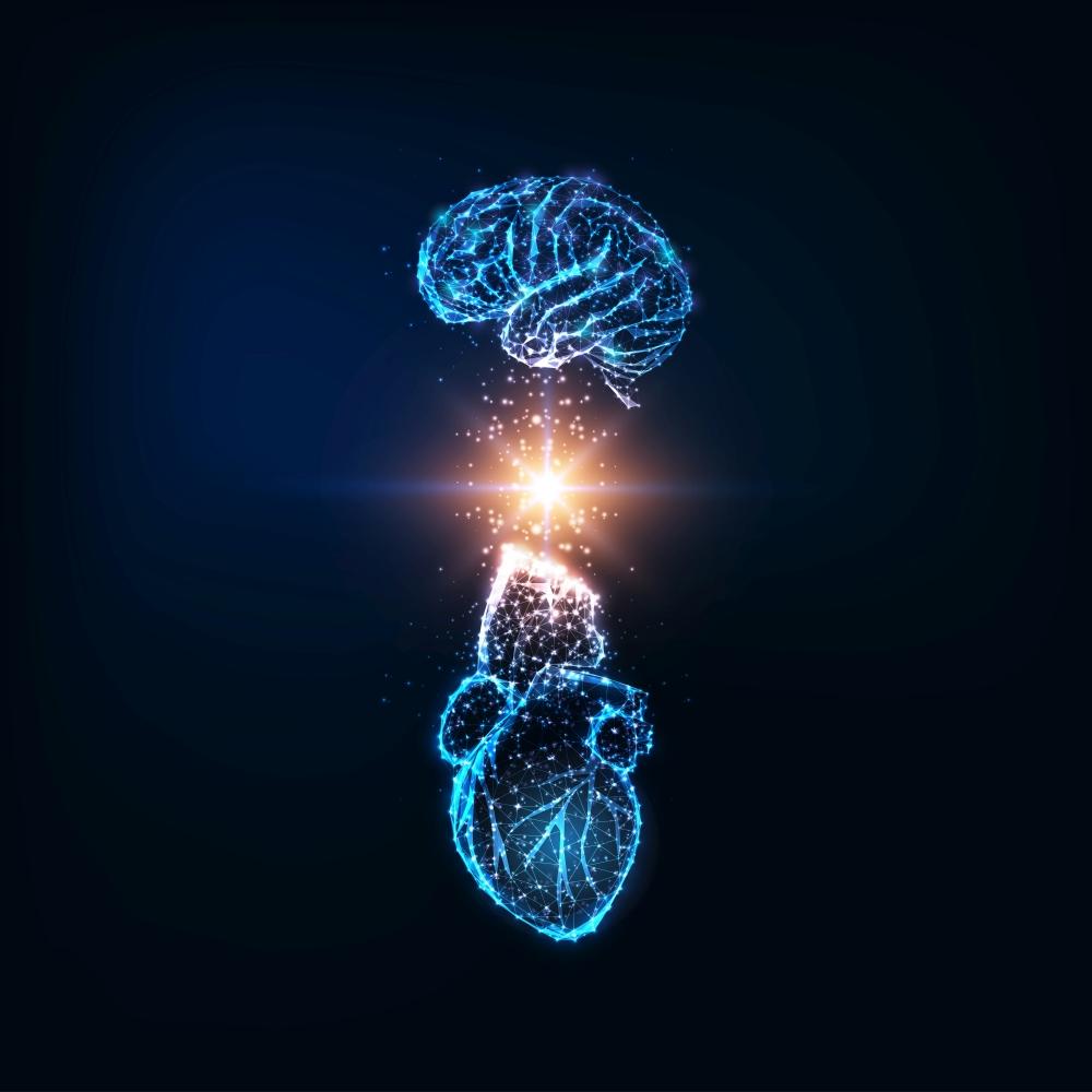 Abstrakcyjny mózg połączony z sercem