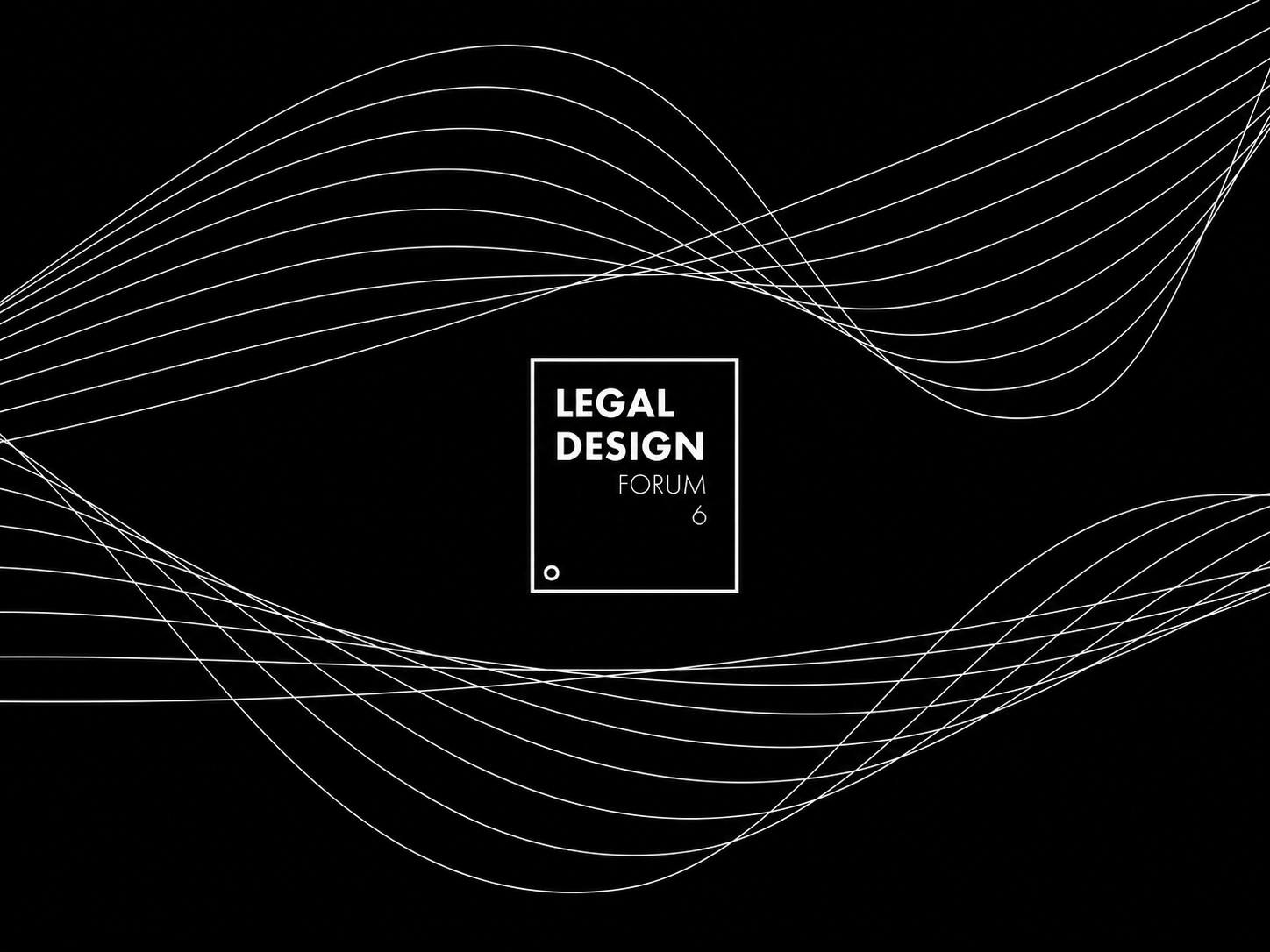 Abstrakcyjna grafika z napisem: „LEGAL DESIGN FORUM 6